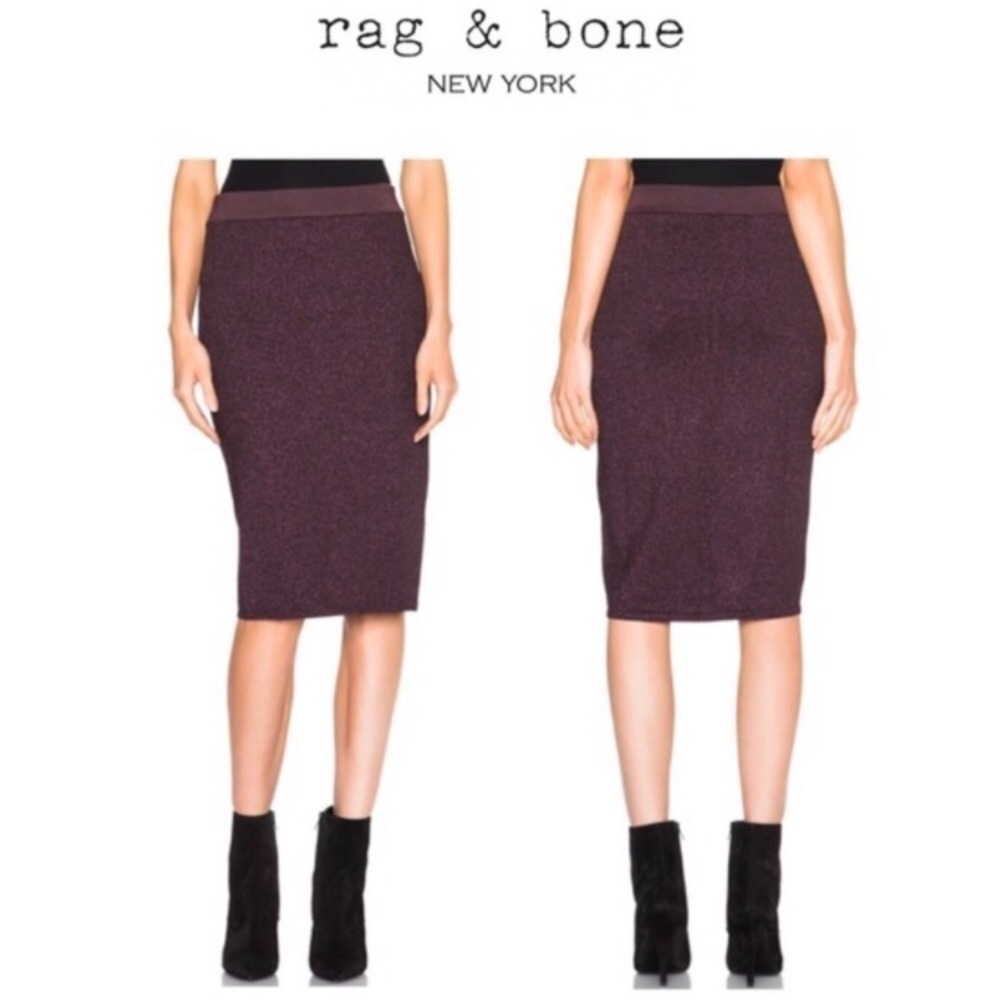 Rag & Bone Marie Metallic Lurex knit Pencil Skirt
